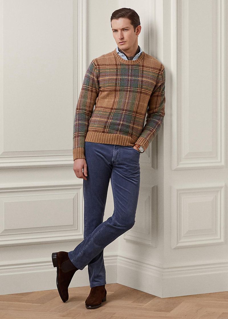 パープル レーベル ジーンズ メンズ ネイビー スリム フィット ストレッチ Corduroy Trouser EIZKQ7610